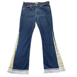 Levi's 515 Boot Cut Jeans Women's Size 10 L Blue Denim Crochet Fringe Accent